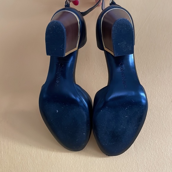 Calvin Klein black leather ankle strap block heels - Picture 9 of 12
